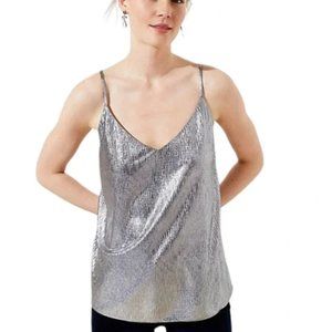 LOFT shiny glittery silver spaghetti strap top, size XSP